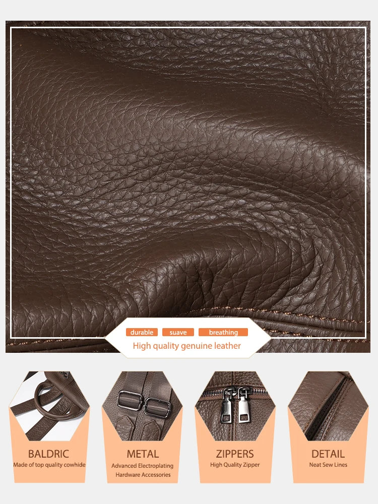 Women Backpack 100% Genuine Leather Ladies Large Capacity Travel Bags