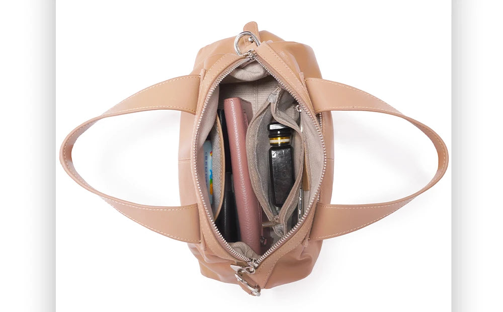 Genuine Leather Top-handle Bag For Women Stylish Boston Bag Shoulder Handbag Bolsa Crossbody