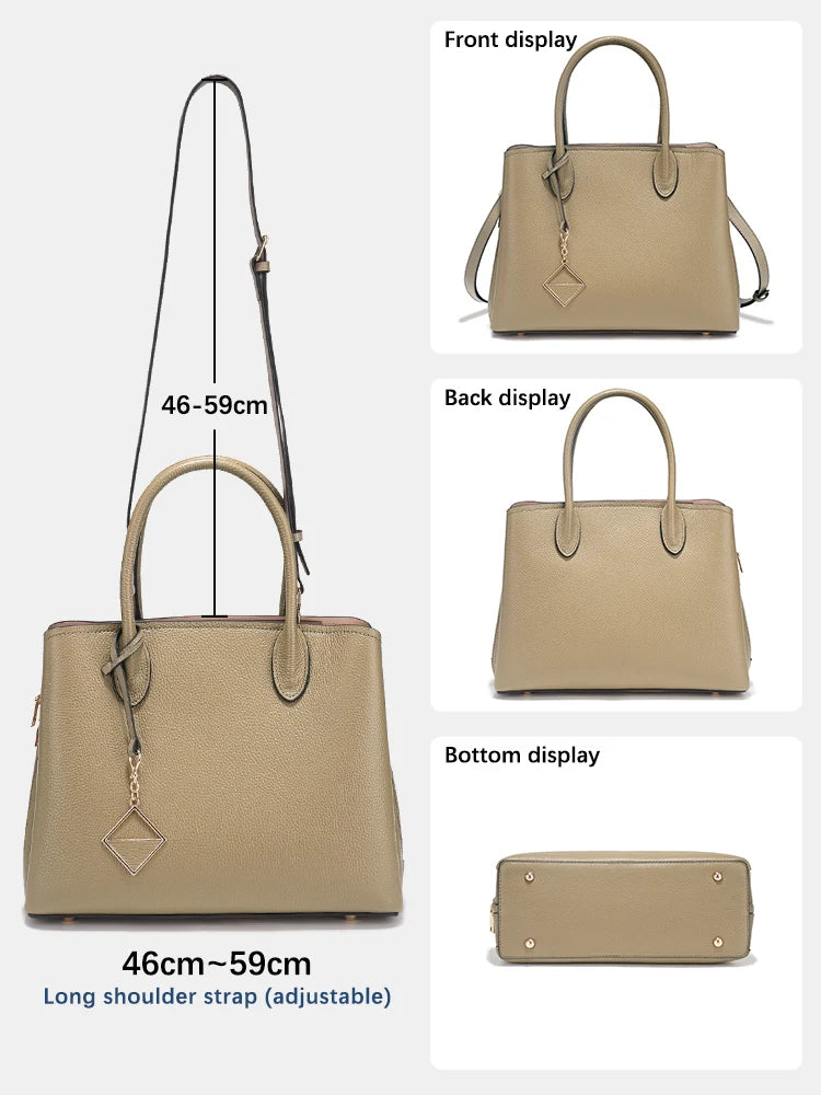 Women's Genuine Leather Satchel Handbag Large Shopper Designer Shoulder Bag Large Cross-body