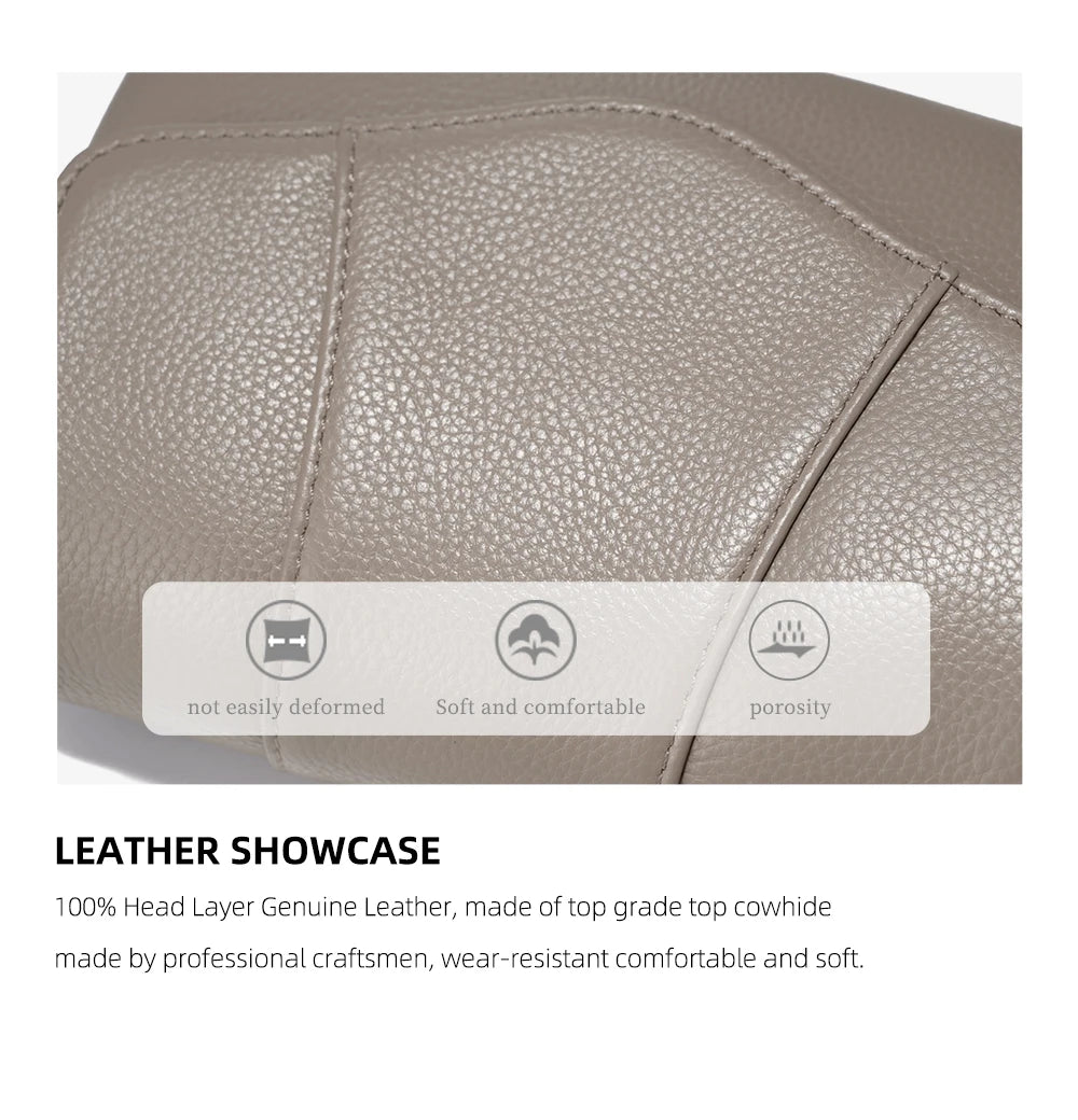 Genuine Cowhide Leather Crossbody for Women Simple Multi-compartment Shoulder Handbag