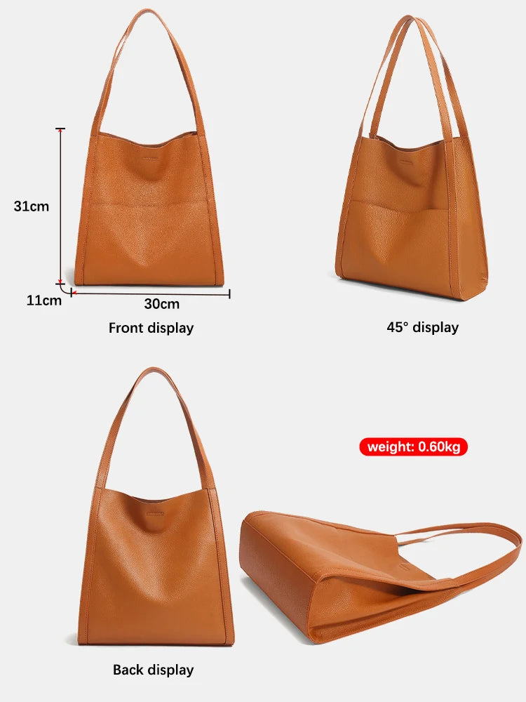 Genuine Leather Totebag Shoulder Bag Large Capacity Shopper Luxury Women's