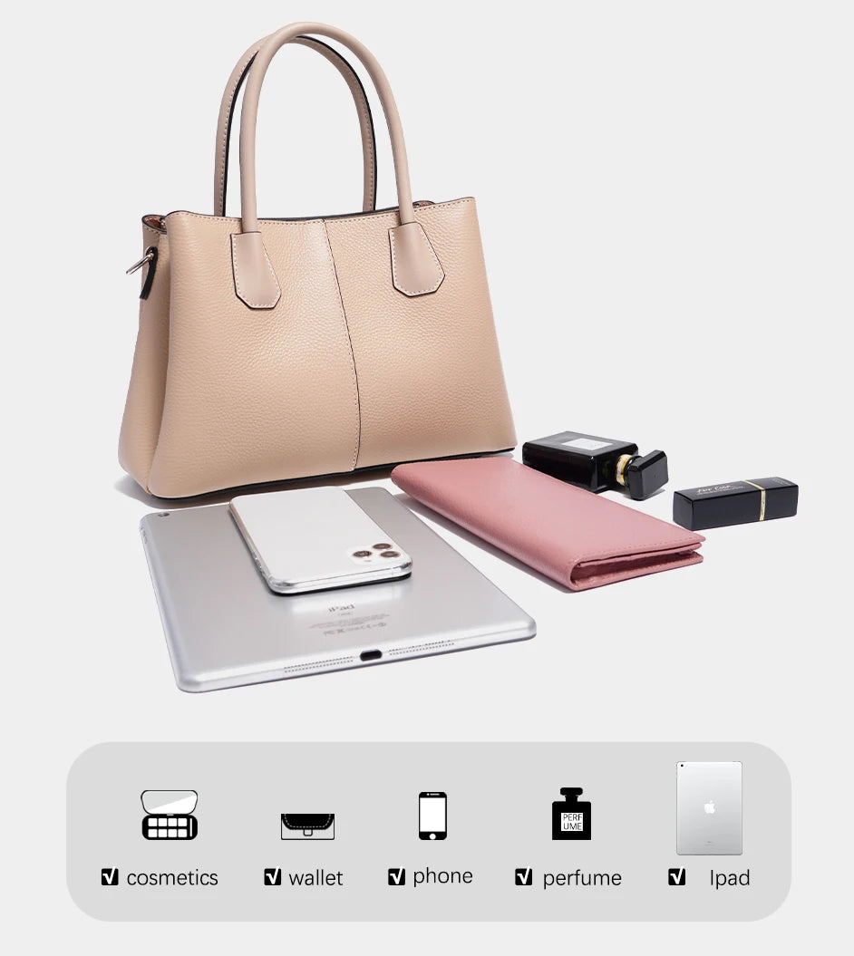 Women's Genuine Leather Top-Handle Bag Noble White Luxury Crossbody