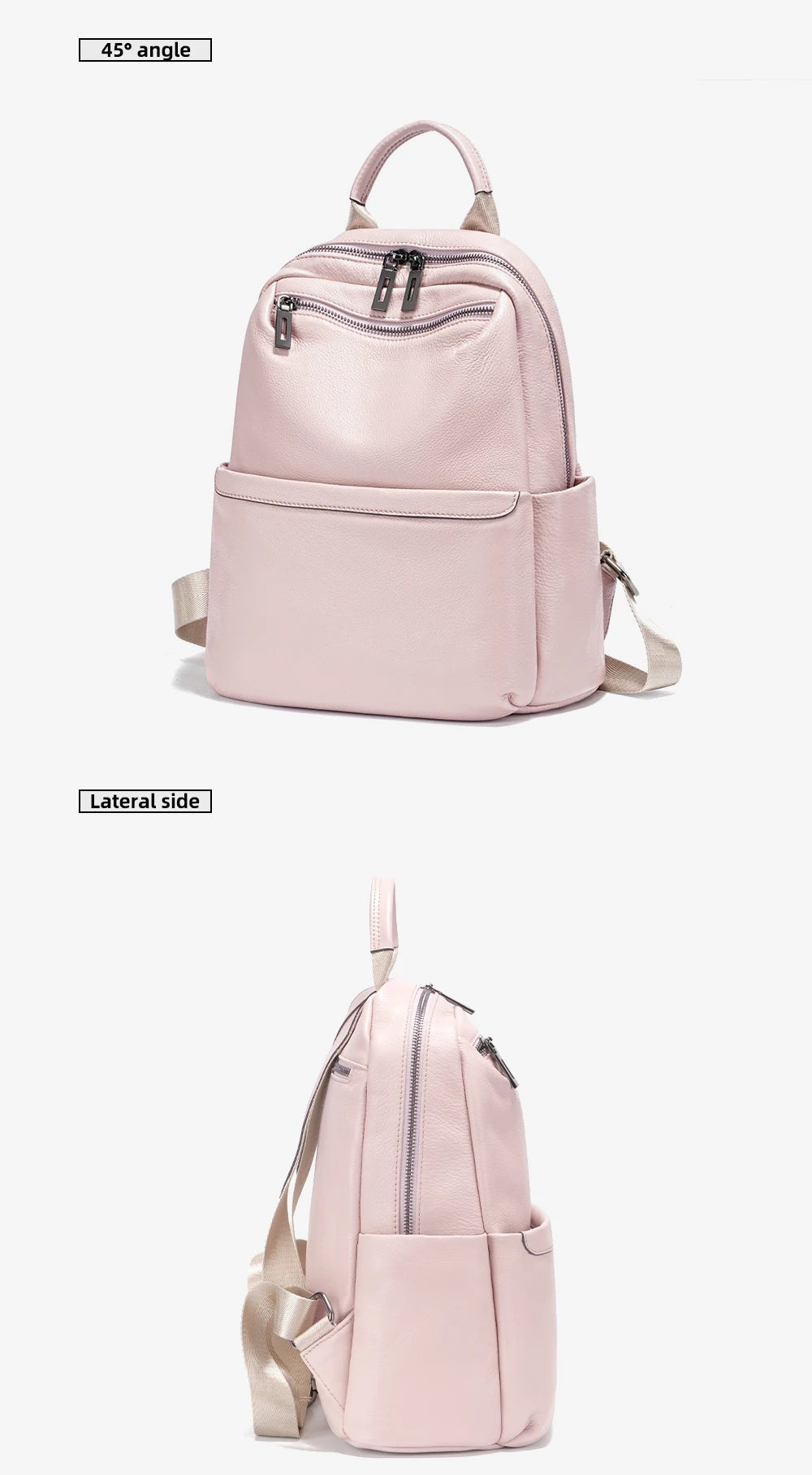Women's Soft Leather Backpack Genuine Large Capacity Travel Rucksack Knapsack