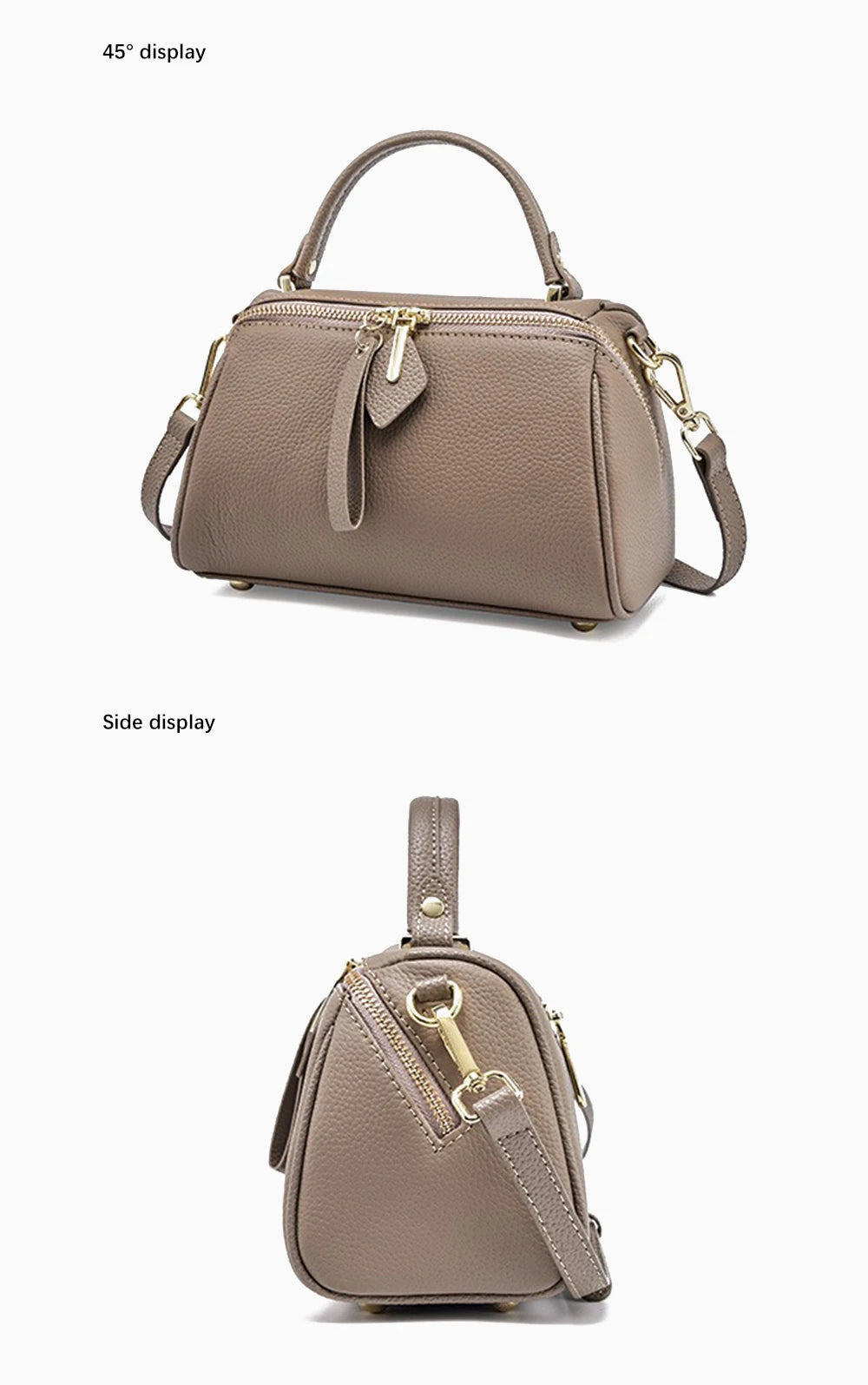Women's Genuine Leather Boston Bag Brand Designer Retro Shoulder Bag Large Capacity New Trendy