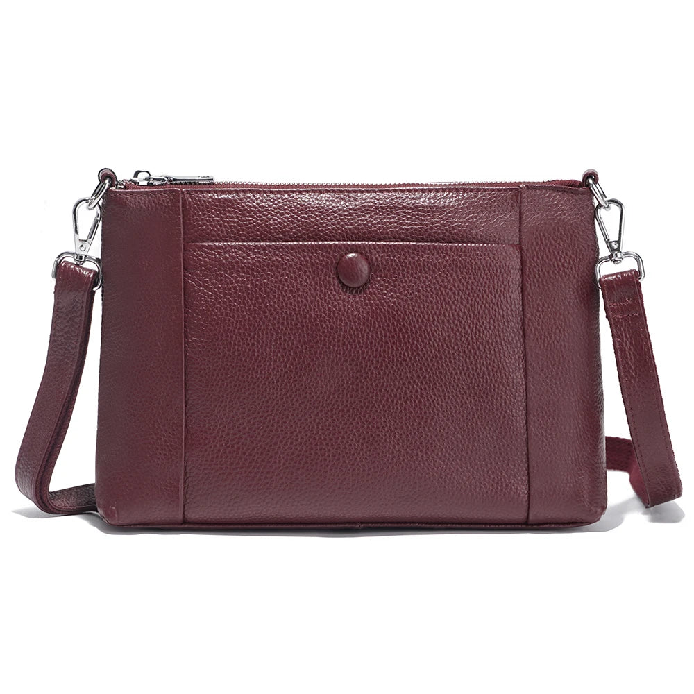 Minimalist Women Purse  Spring Shoulder Square Cross Over Bag 100% Genuine Leather