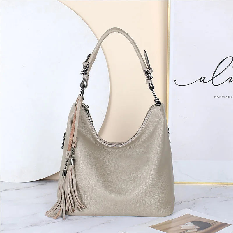 Fashion Women Shoulder Bag 100% Genuine Leather Daily Casual Shopping Hobos Classic