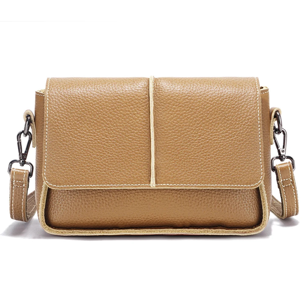Classic Vintage Leather Crossbody Bag for Women Simple Small Square Bag for Daily