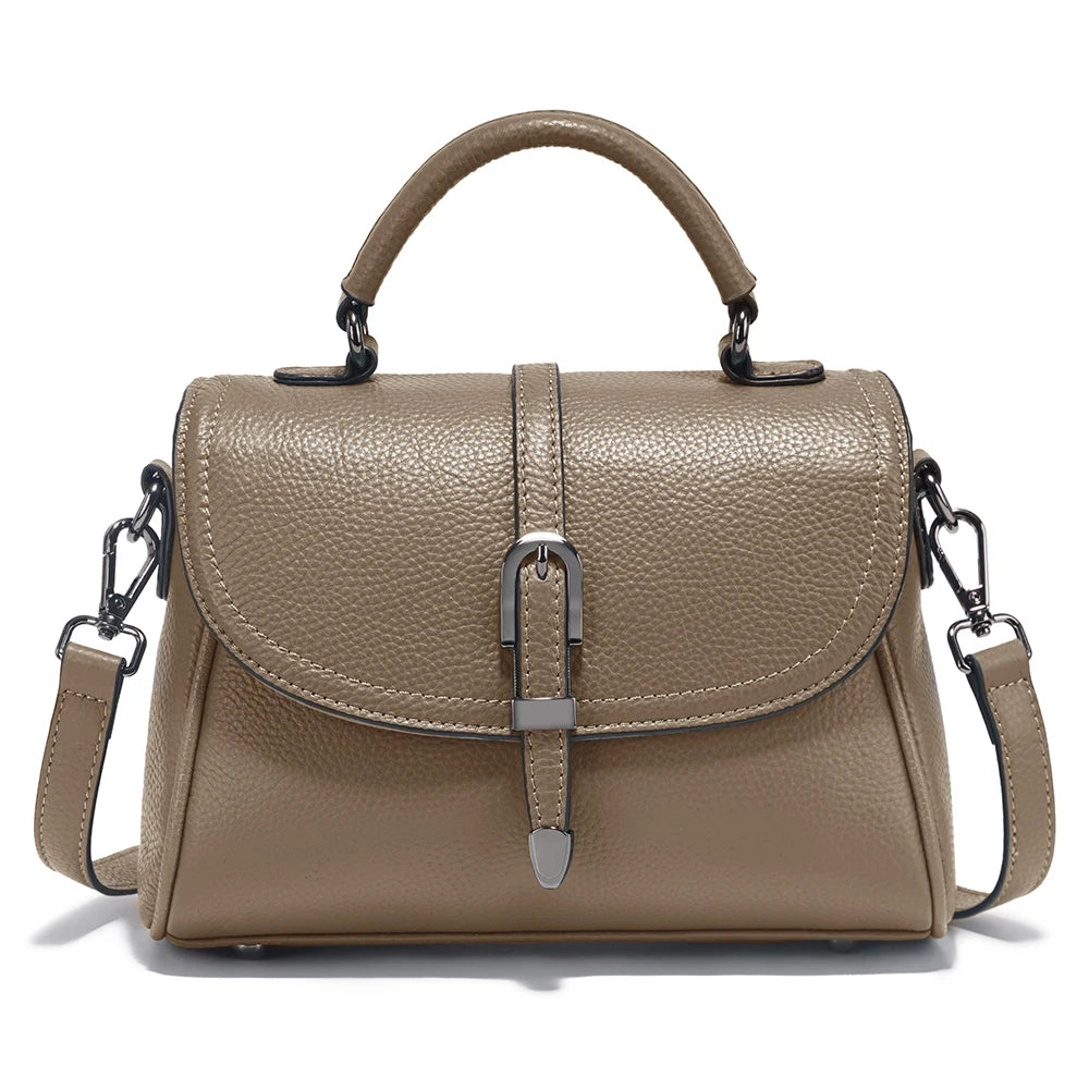 Women's Genuine Leather Top-Handle Bag Simple Fashion Design Luxury Shoulder Crossbody Small Handbag
