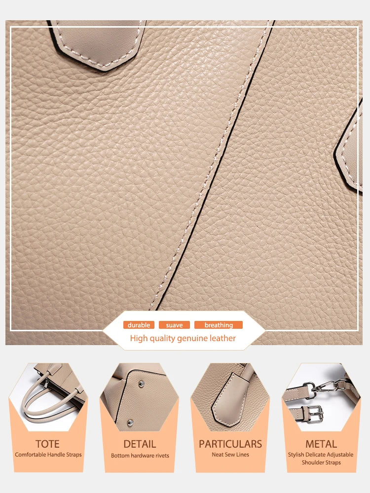 Women's Genuine Leather Top-Handle Bag Noble White Luxury Crossbody