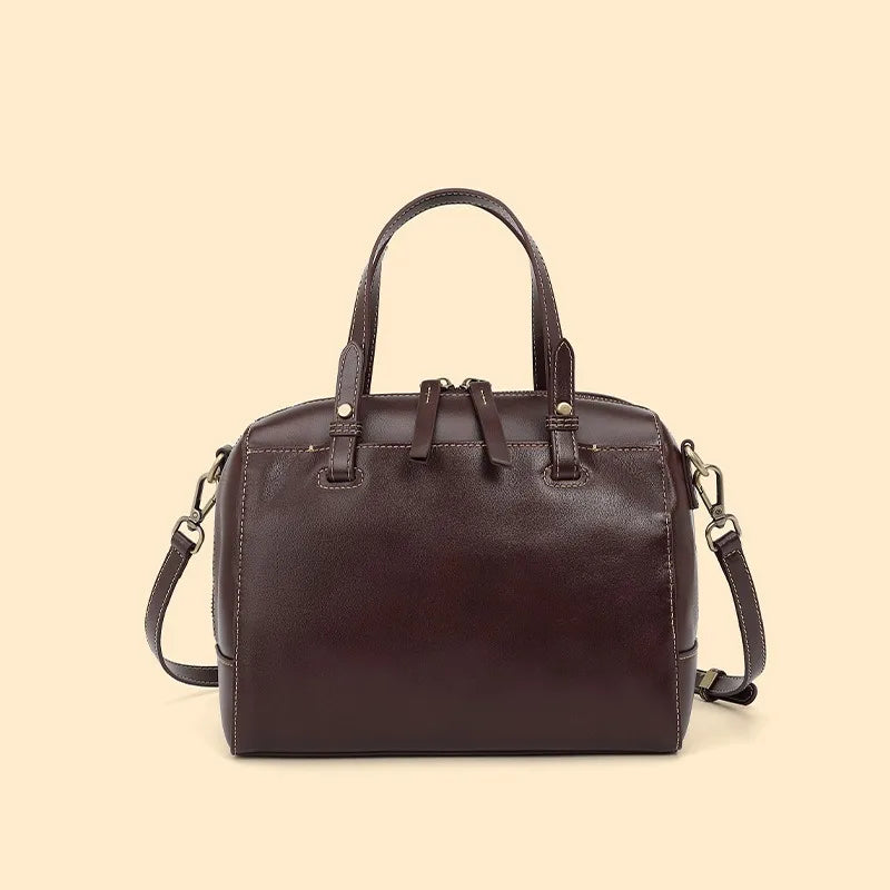 Genuine Leather Vintage Designer Handbag For Women Large Capacity Shoulder Bag