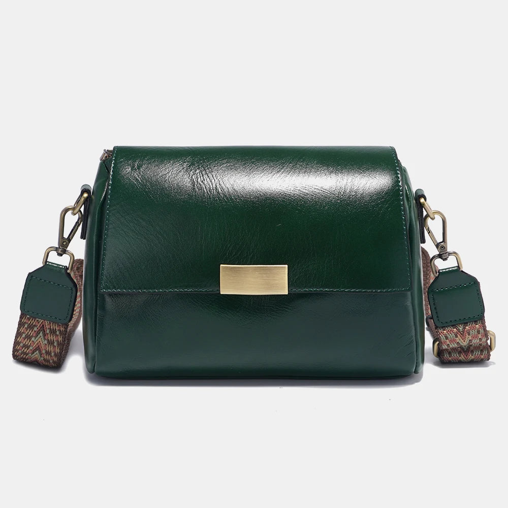 Vintage Genuine Leather Handbag for Women Large Capacity Crossbody Shoulder Bag Flap Purse