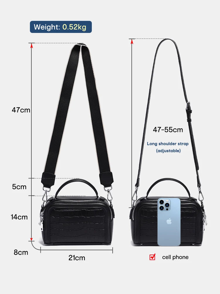 Genuine Leather For Women Sturdy Top-handle Alligator Handbag Classic High
