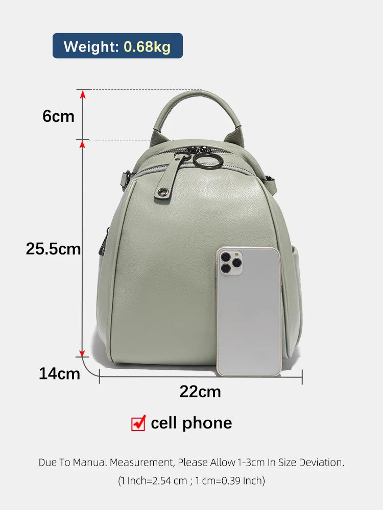 Women's Soft Genuine Leather Travel Backpack Large Capacity Convertible Rucksack