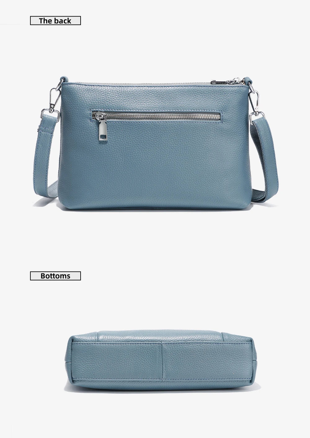 Minimalist Women Purse  Spring Shoulder Square Cross Over Bag 100% Genuine Leather