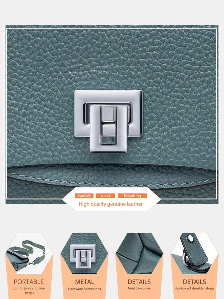 Women's Genuine Leather Top-Handle Bag Simple Fashion Envelope Luxury Brand Shoulder Handbag
