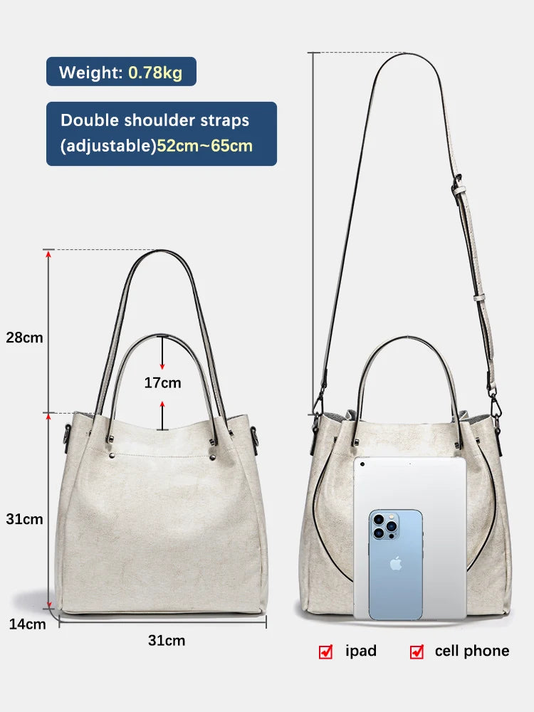 Fashion Large Capacity Women's Handbag 100% Genuine Leather