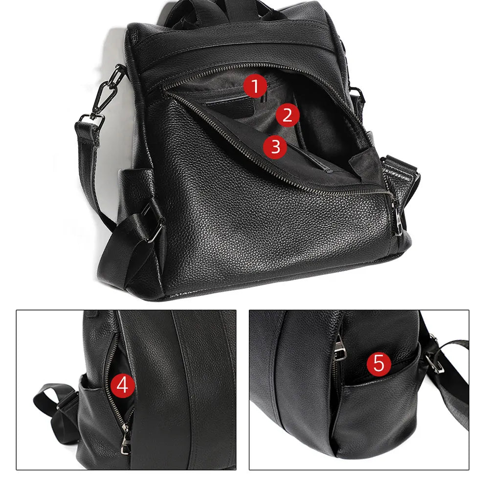 Genuine Leather Women's Backpack Travel Casual Commute Satchel Simple Fashion