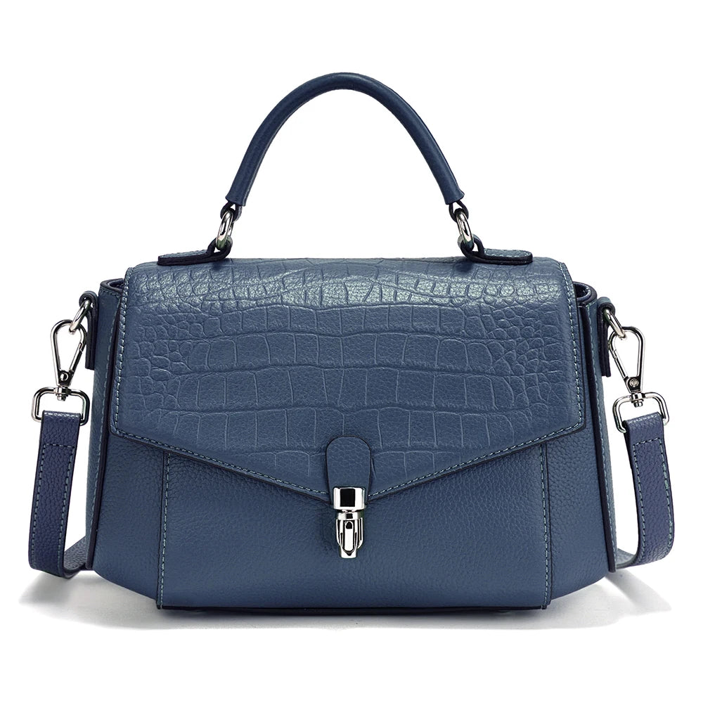 Women's Genuine Leather Top-Handle Bag Fashion Alligator Crossbody Many Compartments