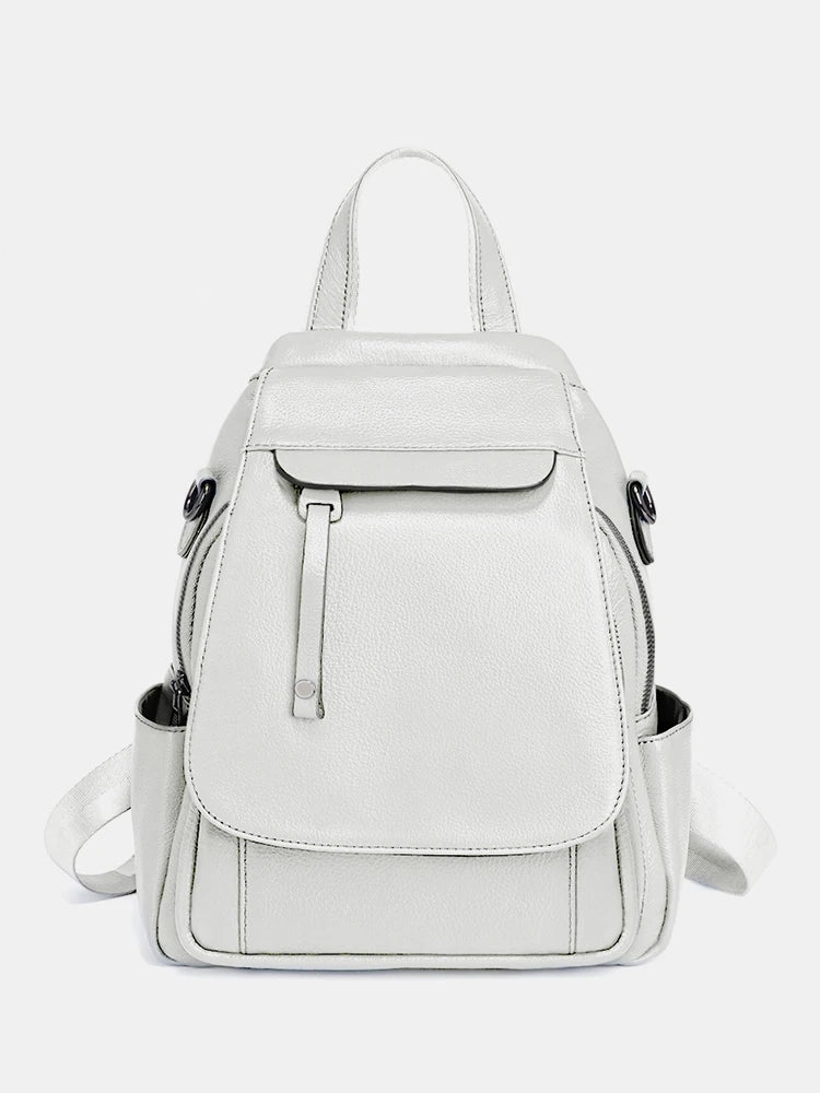 Genuine Leather Women's Fashion Backpack High Quality Satchel Rucksack Multifunctional