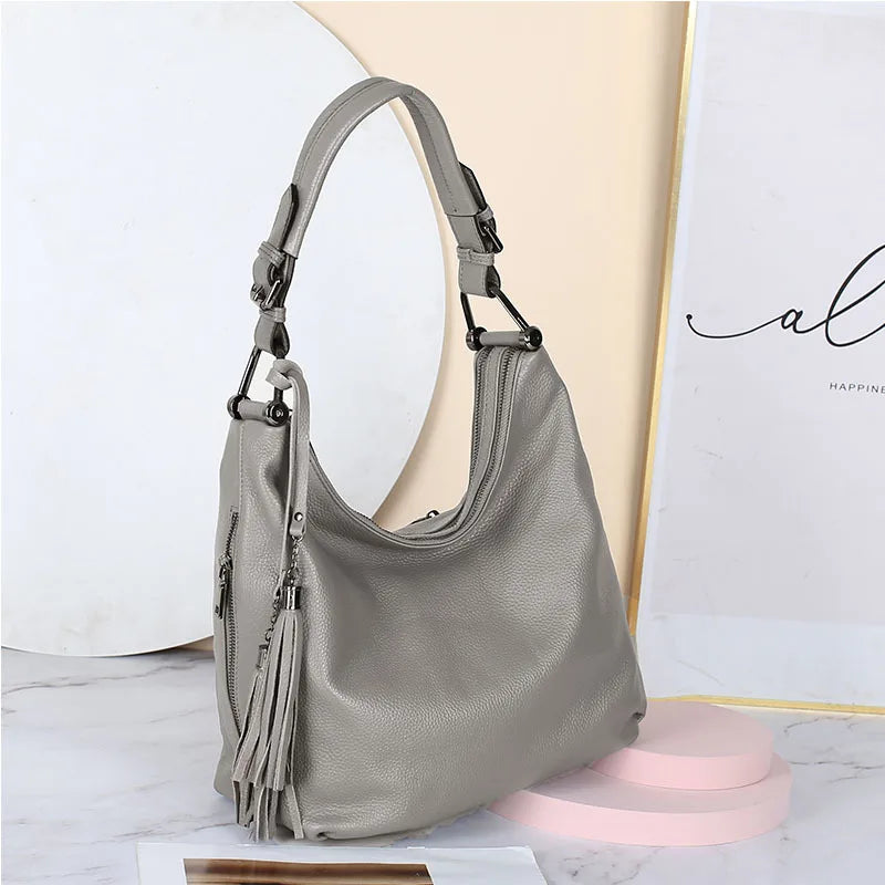Fashion Women Shoulder Bag 100% Genuine Leather Daily Casual Shopping Hobos Classic