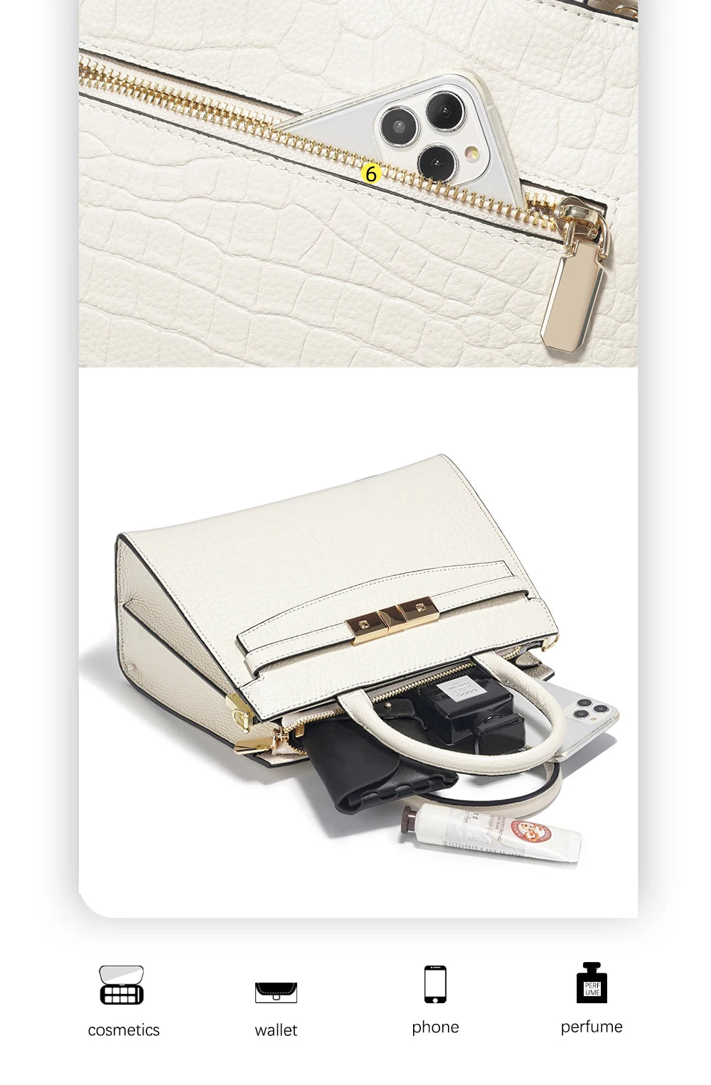 Ladies Cow Skin Fashion Handbags Genuine Leather Top-handle Bag For Work Luxury Designer