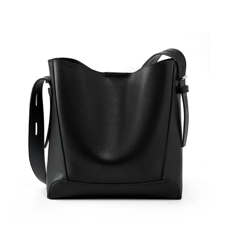 New Split Leather Casual Shopper Shoulder Bag Commuter Large Bucket Handbag High Quality