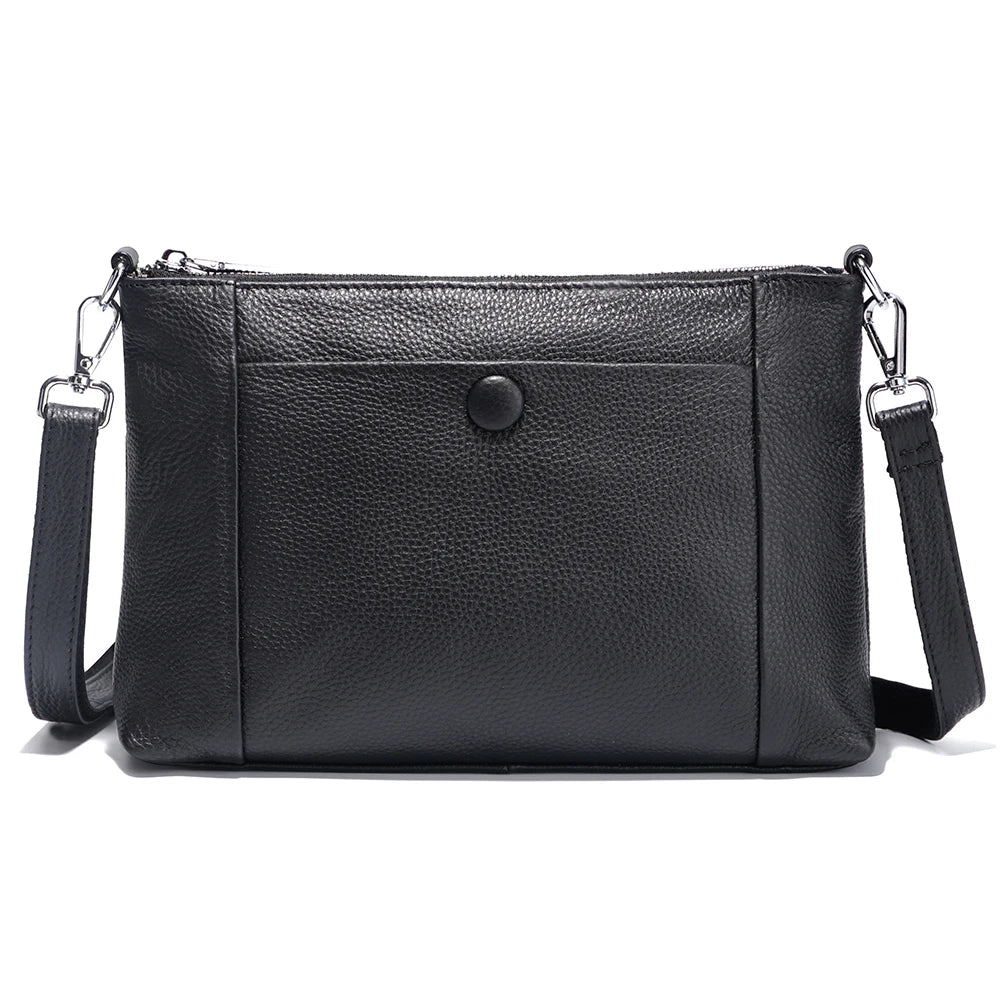 Minimalist Women Purse  Spring Shoulder Square Cross Over Bag 100% Genuine Leather