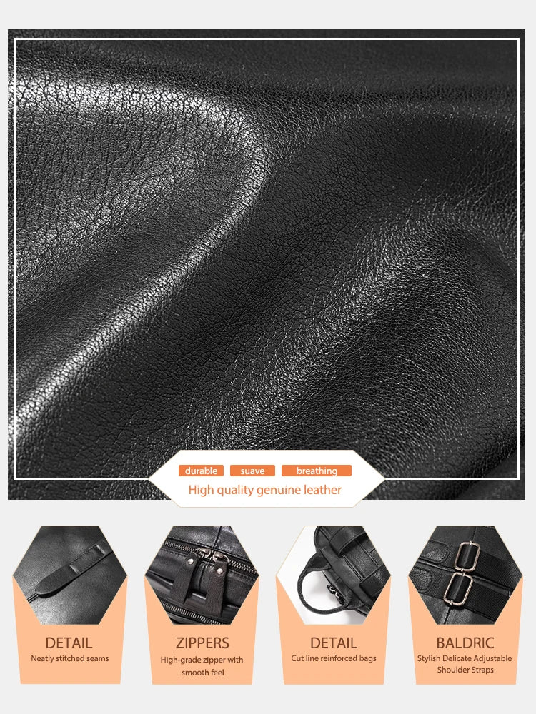 Women's 100% Genuine Leather Backpack Large Capacity for Commute