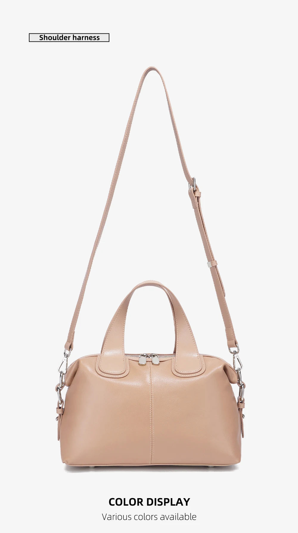 Genuine Leather Top-handle Bag For Women Stylish Boston Bag Shoulder Handbag Bolsa Crossbody