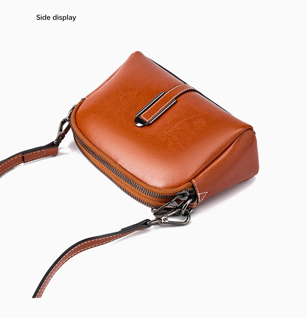 100% Oil Wax Top Leather Small Crossbody Bags For Women Fashion Designer Shoulder Bag