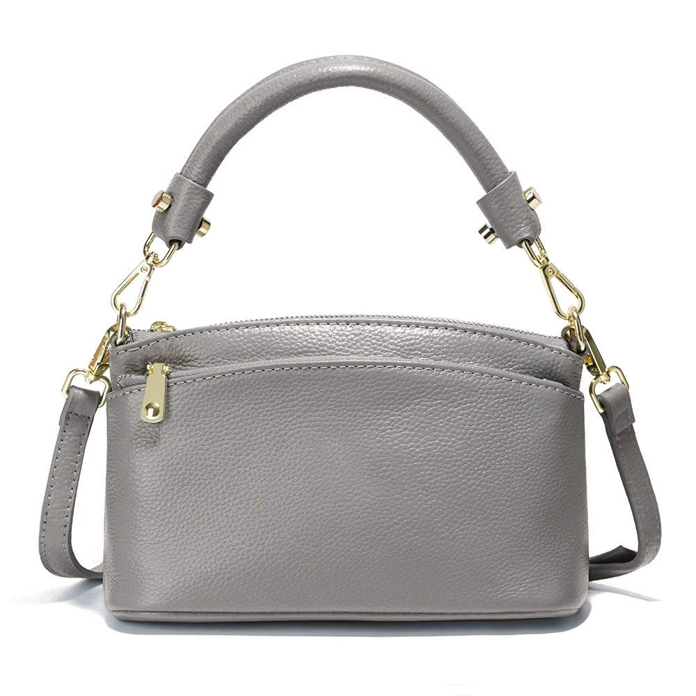 Women  Bag Soft Genuine Leather Zipper Cowhide Leather Shoulder Bag Ladies Crossbody