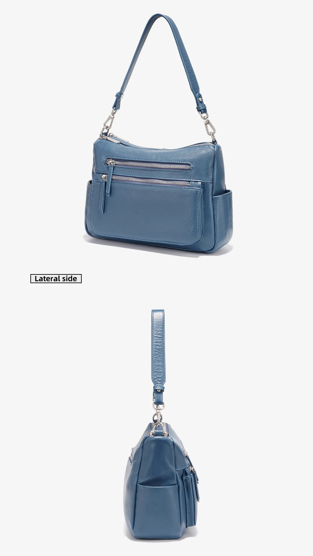 Cowhide Leather Handbag Women Shoulder Bag  Multi-functional Pockets Crossbody Bags
