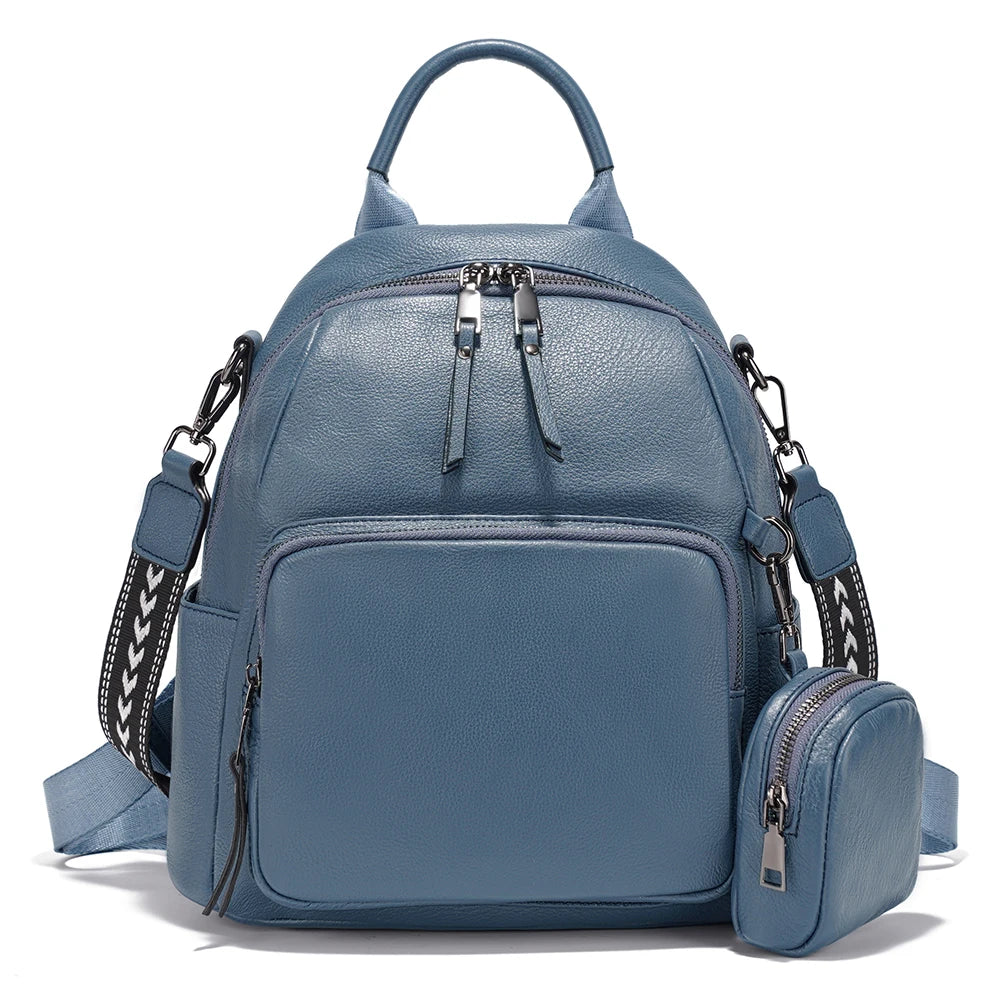 New Genuine Leather Women's Backpack Knapsack Multi-pocket Shoulder