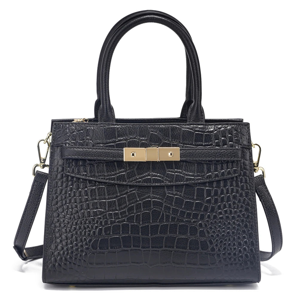 Ladies Cow Skin Fashion Handbags Genuine Leather Top-handle Bag For Work Luxury Designer