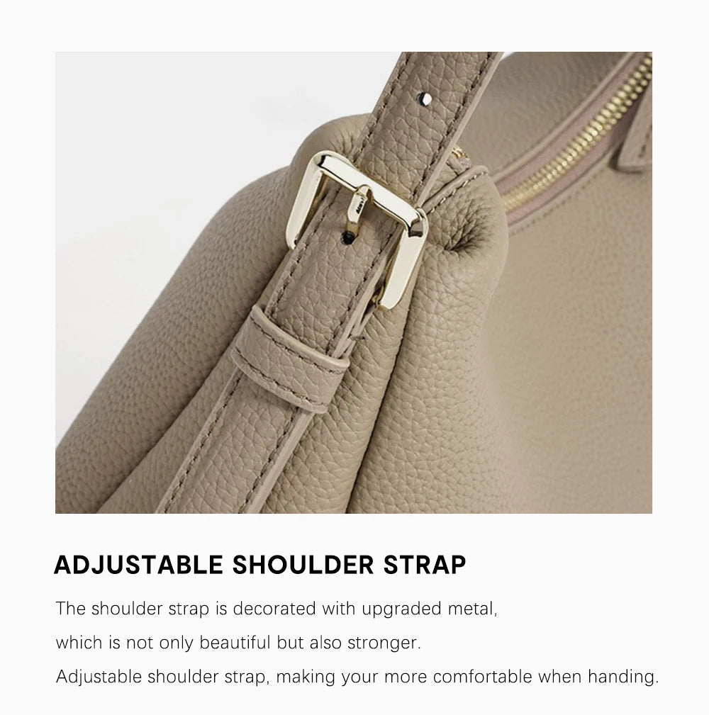 Genuine Leather Satchel Bags For Women Simple Fashion Ladies Underarm Handbag Large