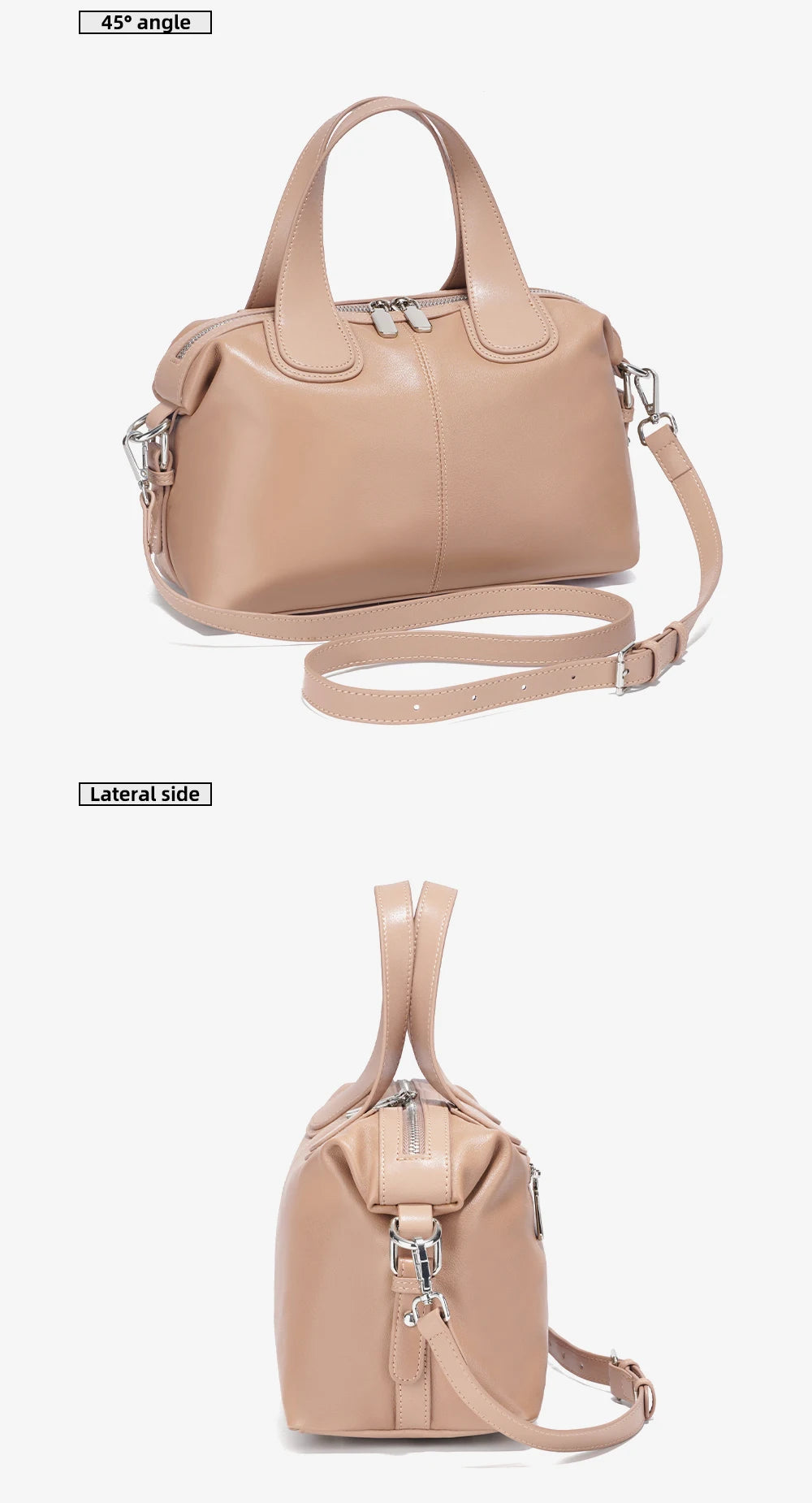 Genuine Leather Top-handle Bag For Women Stylish Boston Bag Shoulder Handbag Bolsa Crossbody