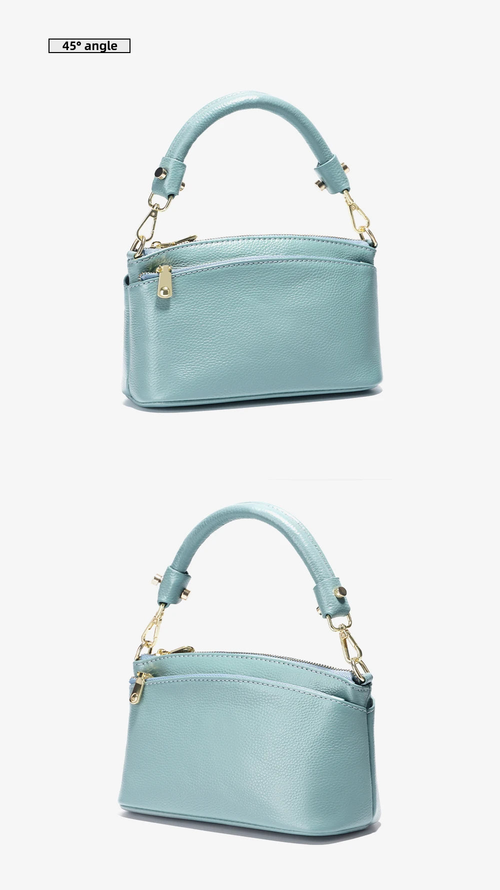 Women  Bag Soft Genuine Leather Zipper Cowhide Leather Shoulder Bag Ladies Crossbody
