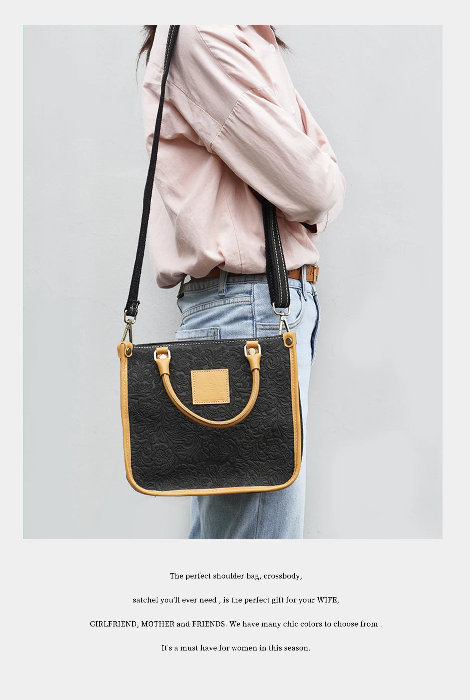 Women Shoulder Bag Genuine Leather High Quality Designer Embossing Bag Crossbody