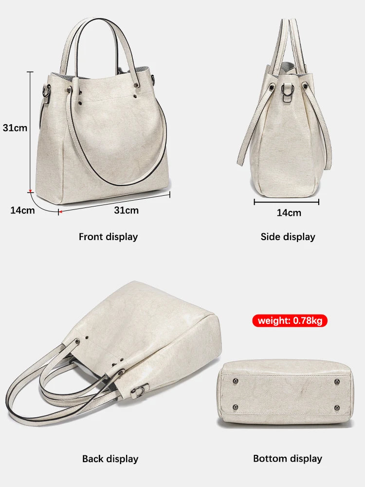 Fashion Large Capacity Women's Handbag 100% Genuine Leather