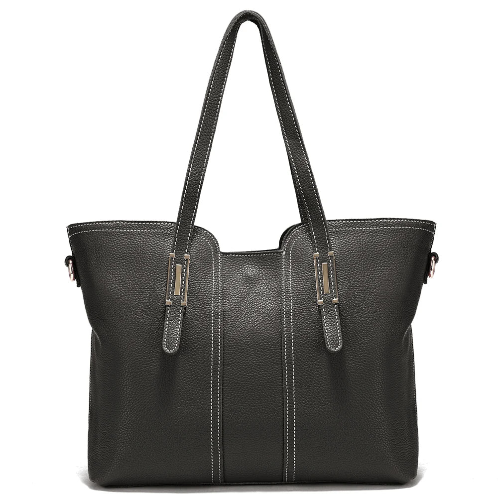 Large Capacity Shoulder Bag for Women 100% Genuine Leather Retro Handbag Tote Purse