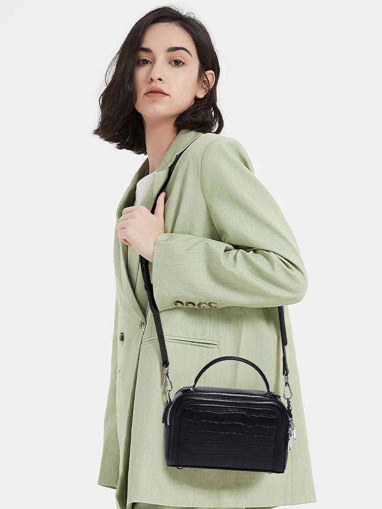 Genuine Leather For Women Sturdy Top-handle Alligator Handbag Classic High