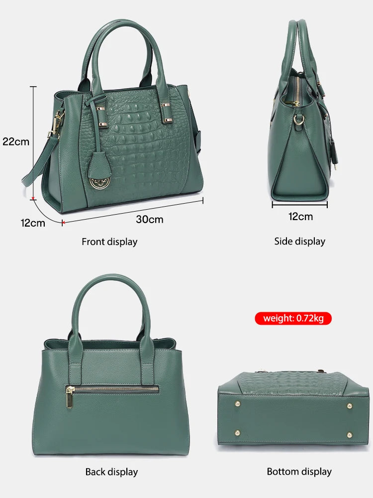 Fashion Women Alligator Handbags Genuine Leather Top-handle Bag Luxury Designer