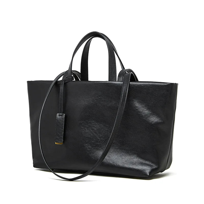 Genuine Leather Women's Underarm Single-Shoulder Cowhide Tote Retro Soft Large