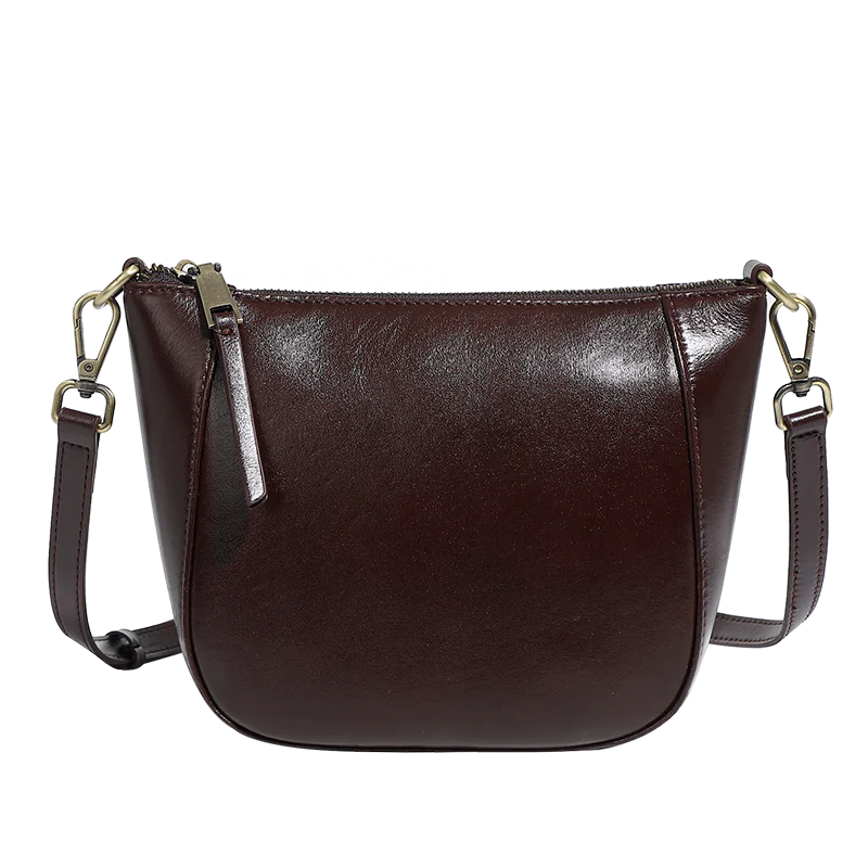 Genuine Leather Small Beige Handbag Crossbody For Ladies Retro Purse