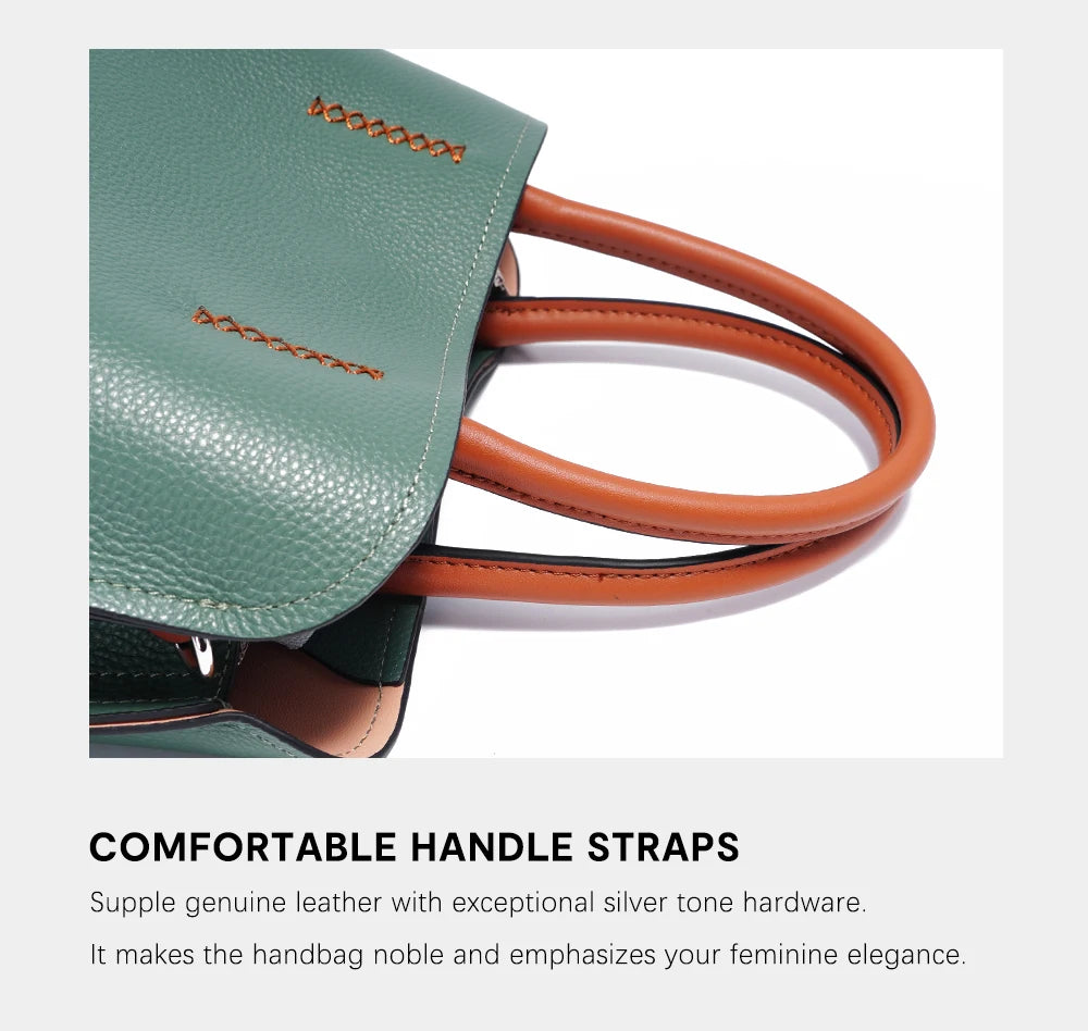 Women's Genuine Leather Shopper Bag Designer Shoulder Bags Handbag Large Bucket Bag Tote Cross