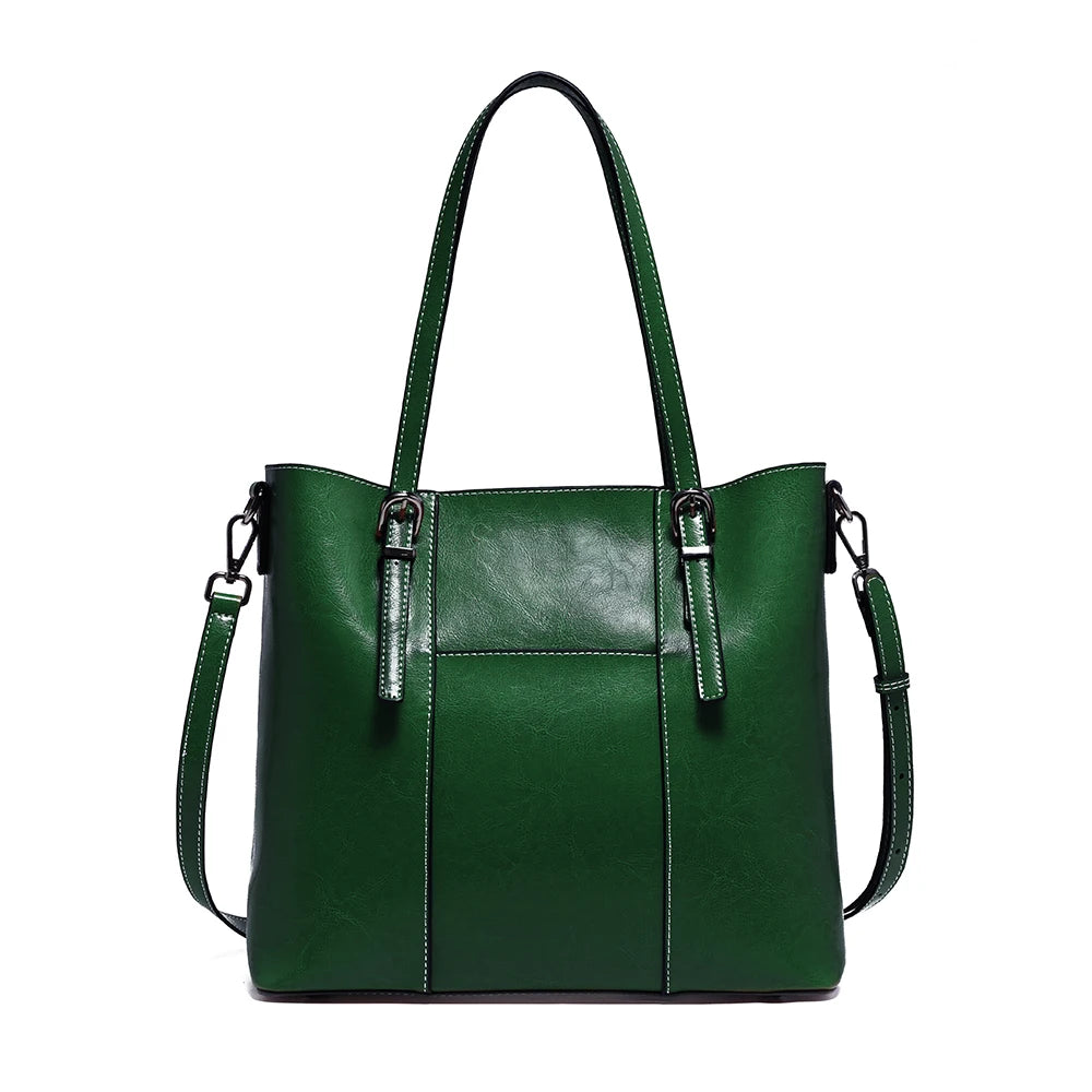 New Women's Genuine Leather Tote Lady Luxury Designer Cowhide Shoulder Bag Large