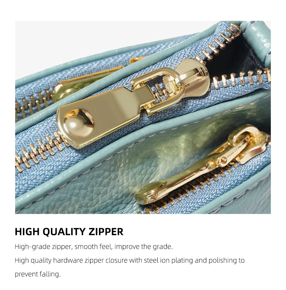 Women  Bag Soft Genuine Leather Zipper Cowhide Leather Shoulder Bag Ladies Crossbody