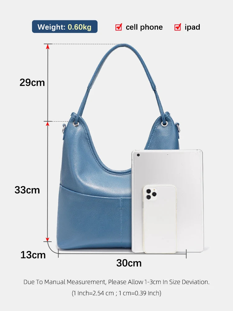 Genuine Leather Women's Handbag Luxury Hobo Bag Large Capacity