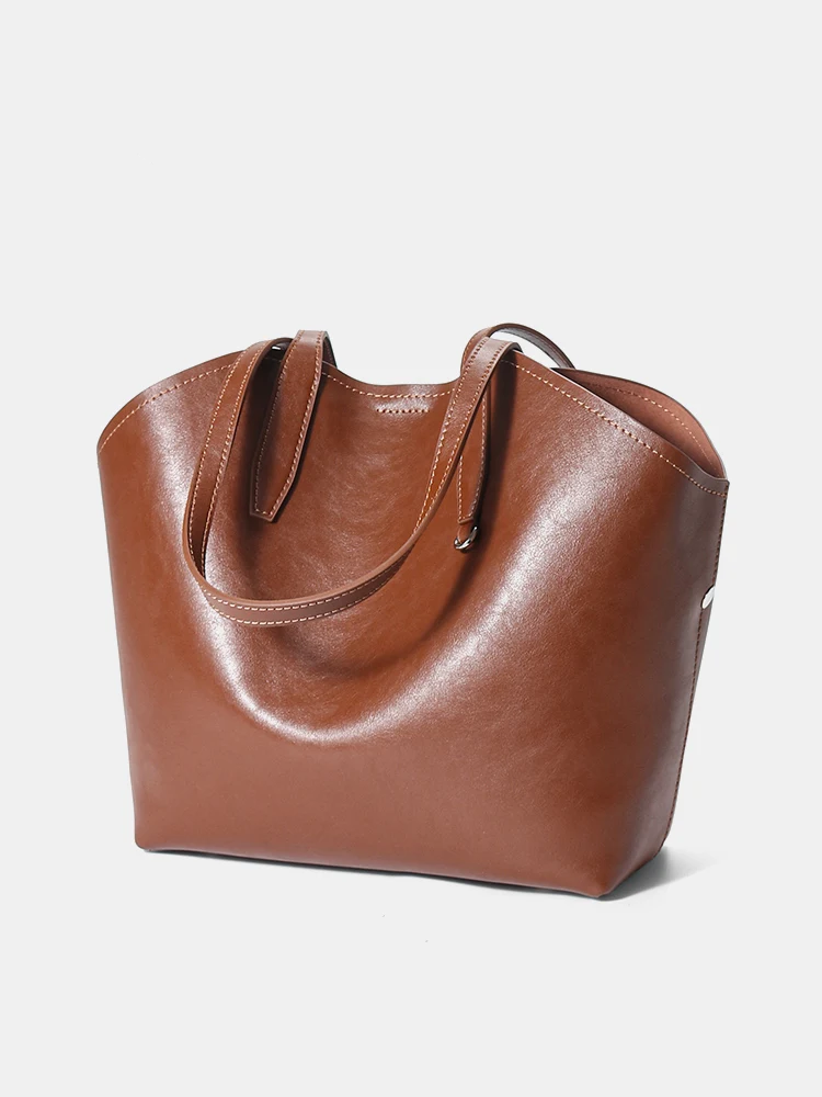 New Retro Women Handbag 100% Genuine Leather Ladies Shoulder Large