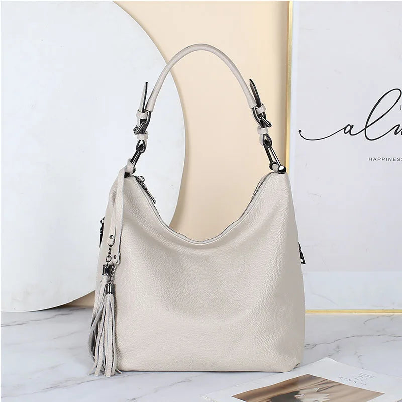 Fashion Women Shoulder Bag 100% Genuine Leather Daily Casual Shopping Hobos Classic